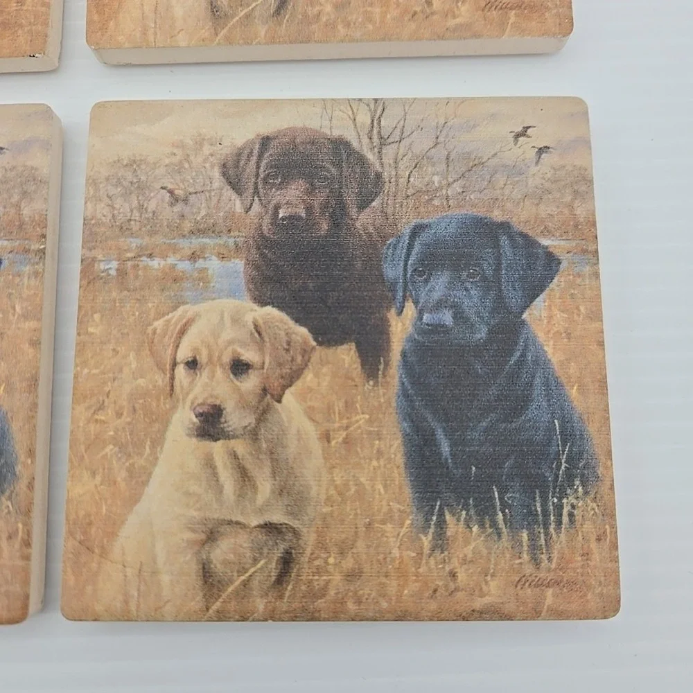Labrador Retriever Absorbent Stone‎ Coasters Set of 4 Box Made in USA Dogs
